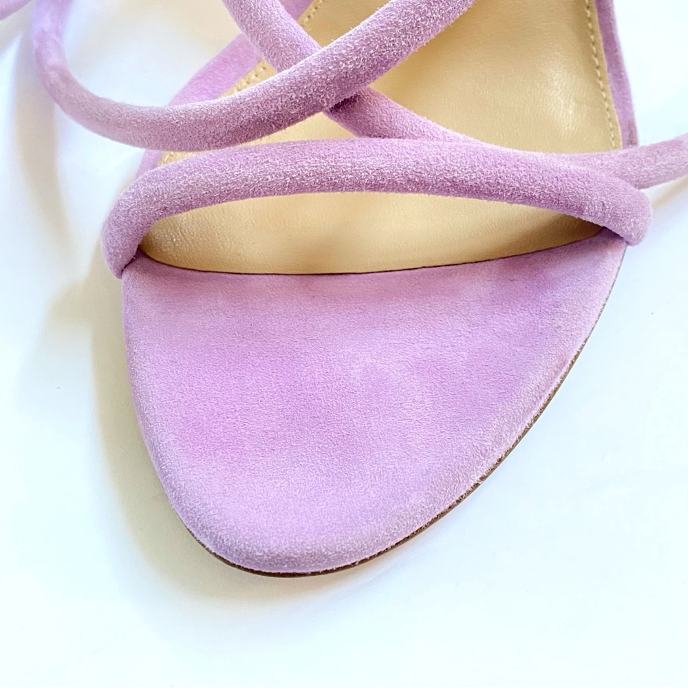 VERONICA BEARD MARCELINE purple Suede Crisscross ankle wrap strappy Sandal heels - Picture 9 of 16